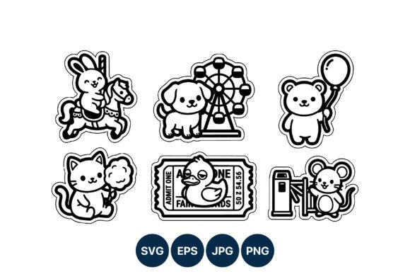 Amusement Park Animals Cute Vector Set Review