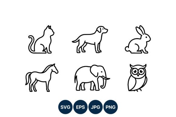 Black and White Animal Line Art Icons Review