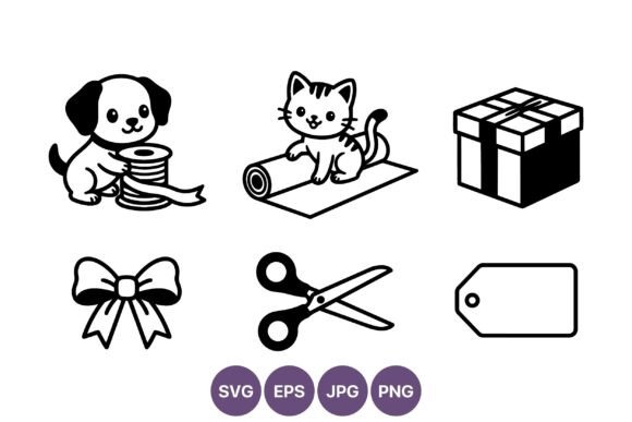 Black and White Cute Pet and Gift Icons Review