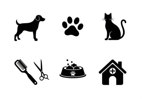 Black and White Pet Care Paw Print Design Review