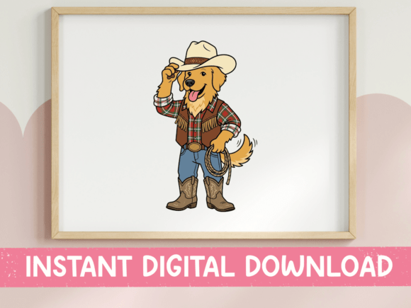 Cowboy Golden Retriever Western Art Review