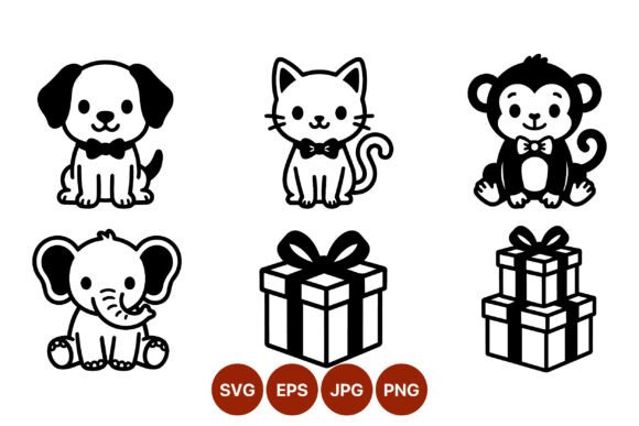 Cute Animal Line Art with Gift Boxes Review