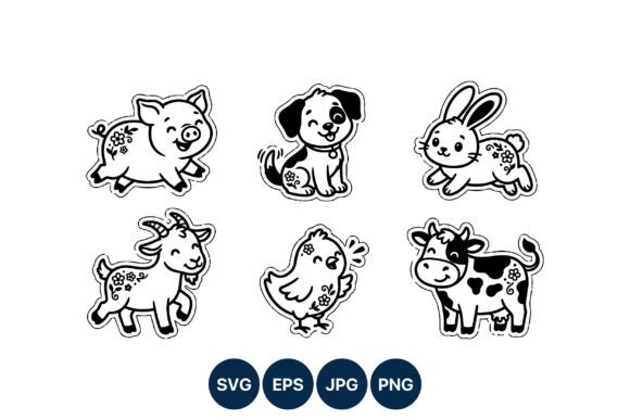 Cute Black White Farm Animals Vector Review