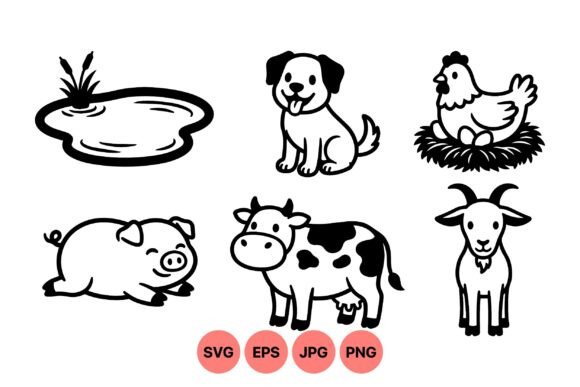 Cute Farm Animal Vector Clipart Review