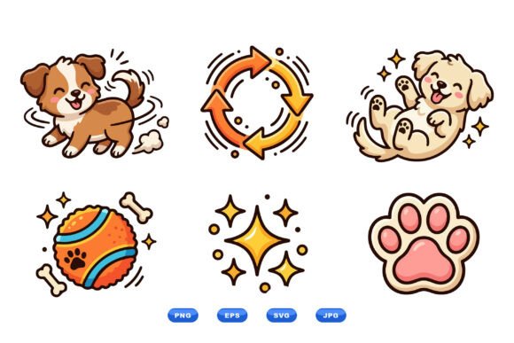 Cute Playful Puppy Cartoon Icons Review