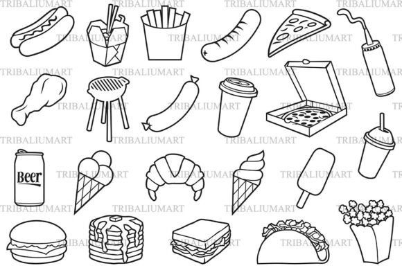 Fast Food Icons for Embroidery Projects