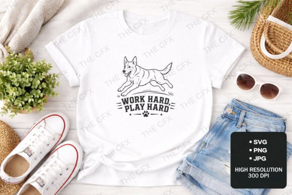 German Shepherd Work Hard Play Hard Embroidery Review