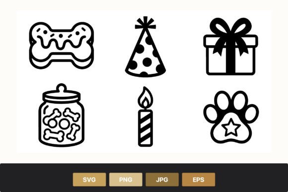 Party Bone Gift Candle Paw Vector Icons Review