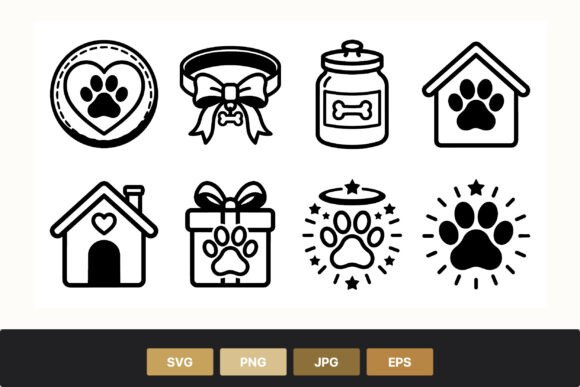 Paw Print Icons Set Black and White Review
