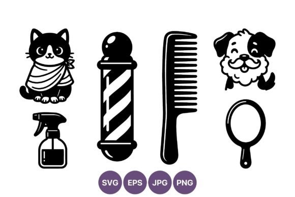 Pet Grooming Black White Icons Review