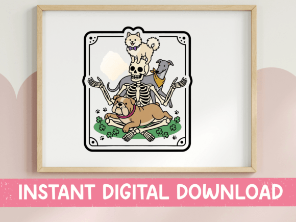 Skeleton Surrounded by Three Dogs Design Review