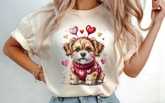 Valentines Hand Painted Goldendoodle PNG Review