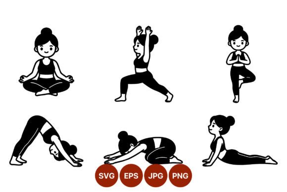 Yoga Woman Black White Vector Art Review